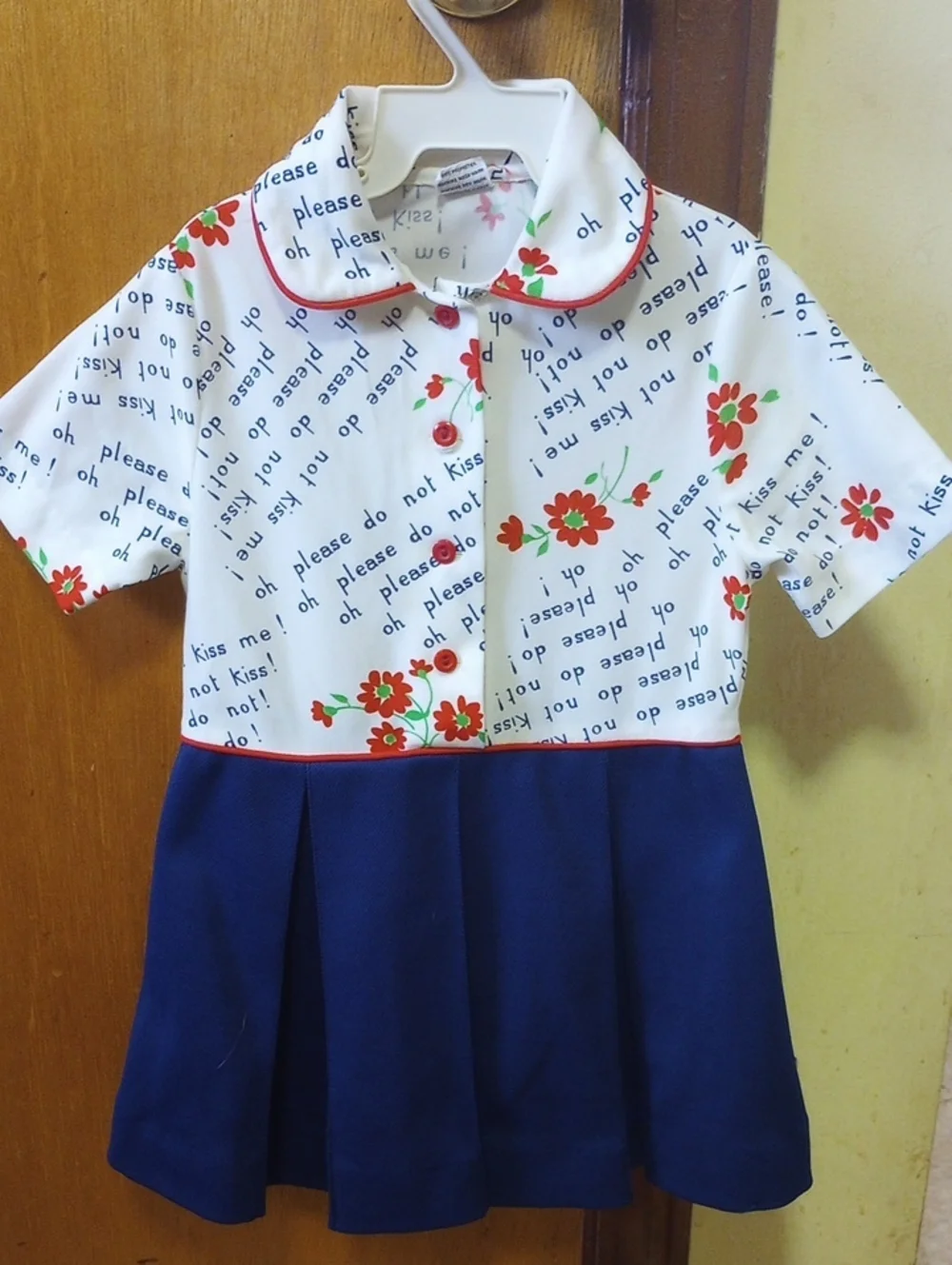 Sears Perma-Prest Floral Polyester Vintage Dress.   Please Do Not Kiss Me, Sz 5?